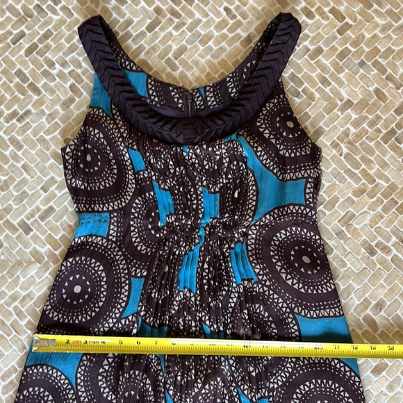 🔥2 x HP🔥VTG Tory Burch Silk Dress Sz 2/4, turquoise/brown pattern - Picture 12 of 15